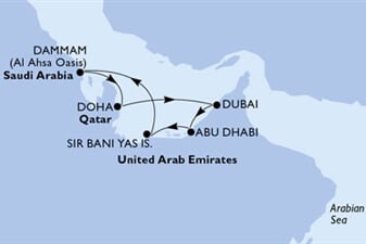 MSC World Europa - Arabské emiráty, Saúdská Arábie, Katar (z Abú Dhabí)
