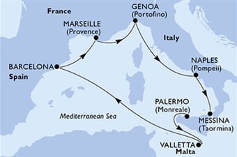 MSC World Europa - Itálie, Malta, Španělsko, Francie (Palermo)