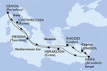 MSC Lirica - Izrael, Řecko, Itálie, Kypr
