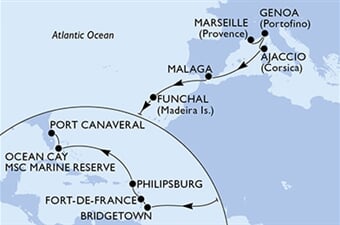 MSC Meraviglia - Francie, Itálie, Španělsko, Portugalsko, Barbados, ... (z Marseille)