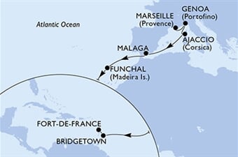 MSC Meraviglia - Francie, Itálie, Španělsko, Portugalsko, Barbados, ... (z Marseille)