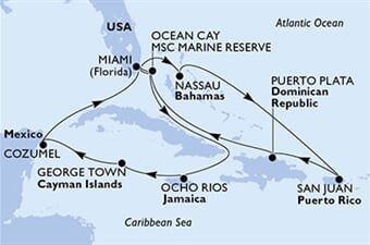 MSC Seascape - USA, Bahamy, Jamajka, Kajmanské o., Mexiko, ... (z Miami)