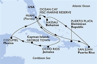 MSC Seascape - USA, Brazílie, Jamajka, Kajmanské o., Mexiko, ... (z Miami)
