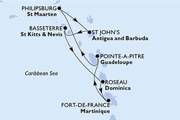 MSC Seaside - Guadeloupe, Nizozemské Antily, Antigua a Barbuda, Sv.Kryštof a Nevis, Dominika, ... (Pointe-a-Pitre)