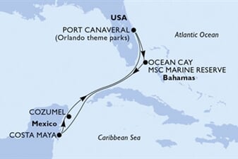 MSC Seaside - USA, Bahamy, Mexiko (z Port Canaveralu)
