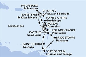 MSC Seaside - Barbados, Trinidad a Tobago, Grenada, Martinik, Guadeloupe, ... (Bridgetown)