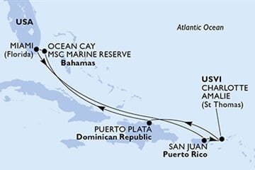 MSC Seashore - USA, Portoriko, Panenské o. (americké), Dominikán.rep., Bahamy (z Miami)