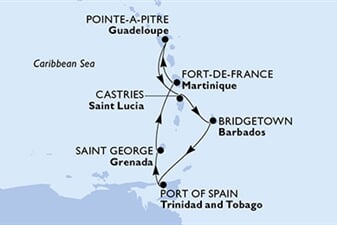 MSC Seaside - Martinik, Guadeloupe, Sv.Lucie, Barbados, Trinidad a Tobago, ... (Fort-de-France)