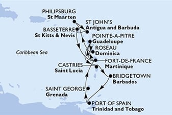 MSC Seaside - Martinik, Guadeloupe, Dominika, Nizozemské Antily, Antigua a Barbuda, ... (Fort-de-France)