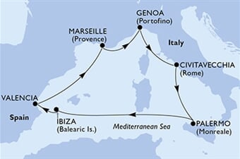 MSC Seashore - Španělsko, Francie, Itálie (Valencie)