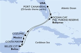 MSC Seashore - USA, Bahamy, Belize, Mexiko (z Port Canaveralu)