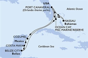 MSC Seashore - USA, Bahamy, Belize, Mexiko (z Port Canaveralu)