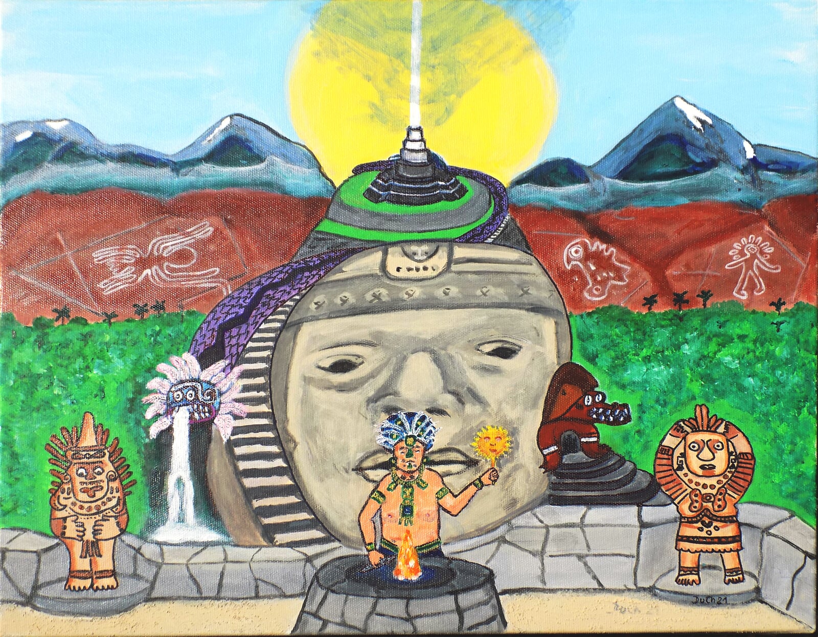 DUŠAN CHALOUPKA: STARODÁVNÉ CIVILIZACE-OLMEC, 40 × 50 cm