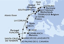MSC Virtuosa - Velká Británie, Německo, Belgie, Nizozemí, Francie, ... (ze Southamptonu)