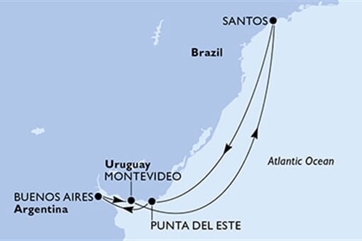 MSC Preziosa - Brazílie, Uruguay, Argentina