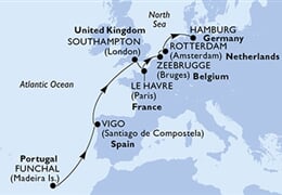 MSC Preziosa - Portugalsko, Španělsko, Velká Británie, Francie, Belgie, ... (Funchal)