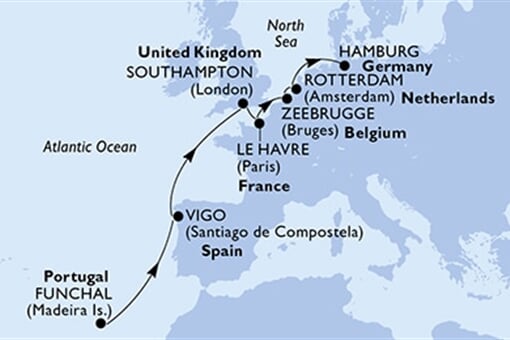 MSC Preziosa - Portugalsko, Španělsko, Velká Británie, Francie, Belgie, ... (Funchal)