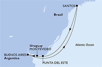 MSC Preziosa - Brazílie, Uruguay, Argentina (Santos)