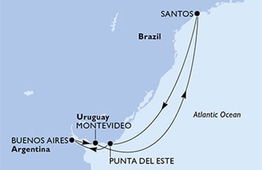 MSC Preziosa - Brazílie, Uruguay, Argentina