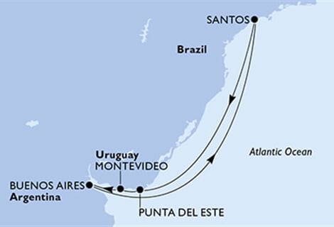 MSC Preziosa - Brazílie, Uruguay, Argentina (Santos)