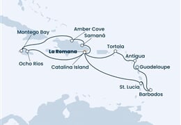 Costa Pacifica - Dominikán.rep., Jamajka, Nizozemské Antily, Panenské o. (britské) (z La Romana)