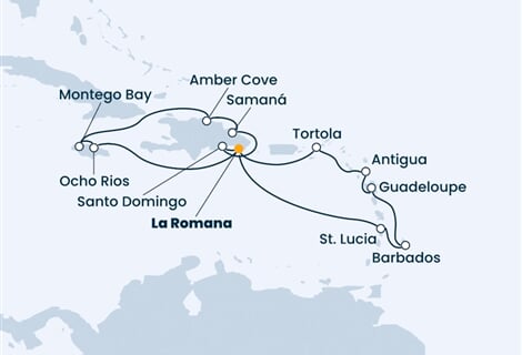 Costa Pacifica - Dominikán.rep., Nizozemské Antily, Panenské o. (britské), Jamajka (z La Romana)