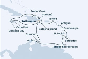 Costa Pacifica - Dominikán.rep., Nizozemské Antily, Trinidad a Tobago, Panenské o. (britské), Jamajka (z La Romana)