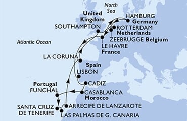 MSC Virtuosa - Francie, Portugalsko, Španělsko, Maroko, Velká Británie, ... (Le Havre)