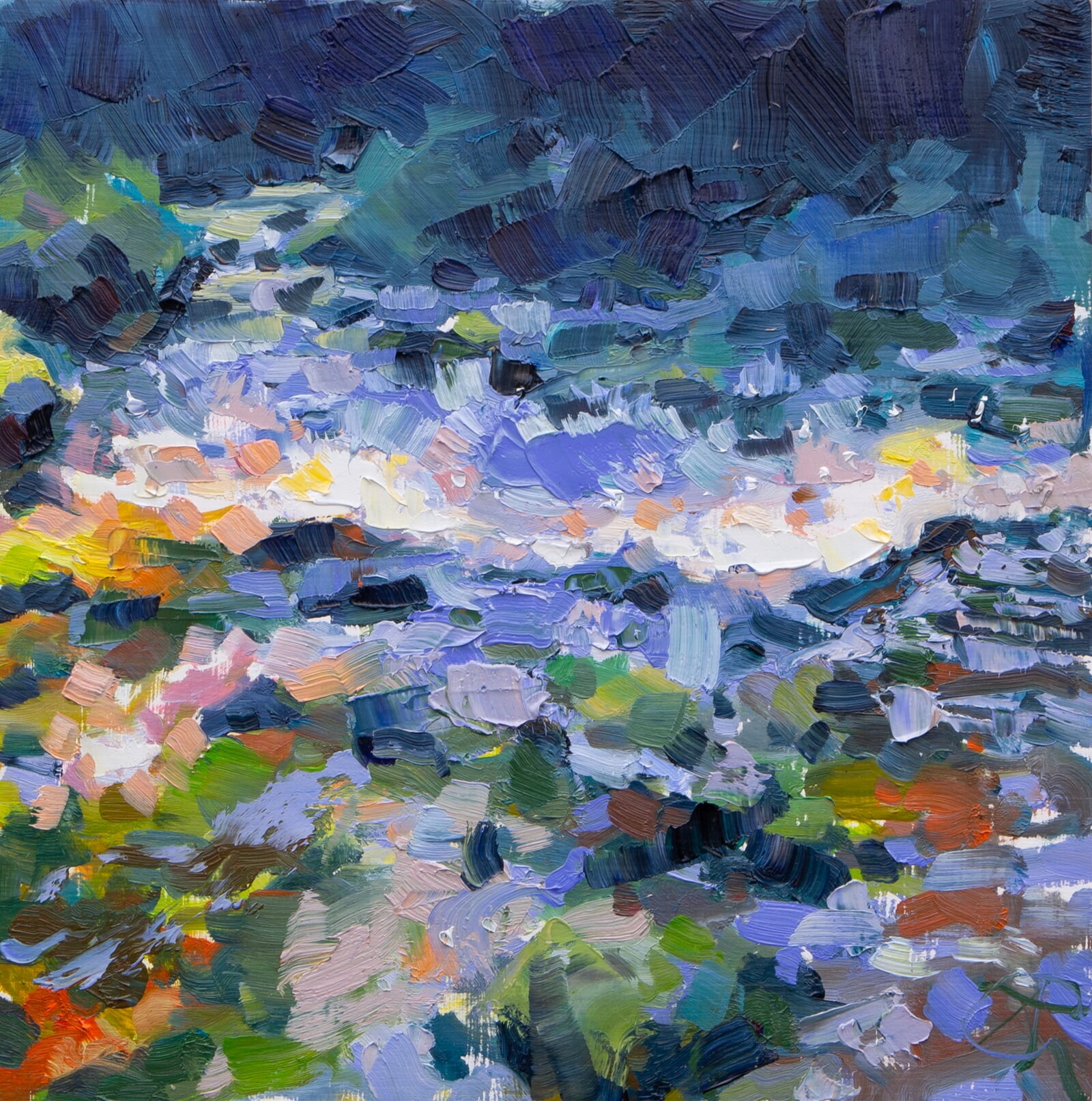 Adéla Topolová: Světlo pluje po divoké řece, 20 × 20 cm