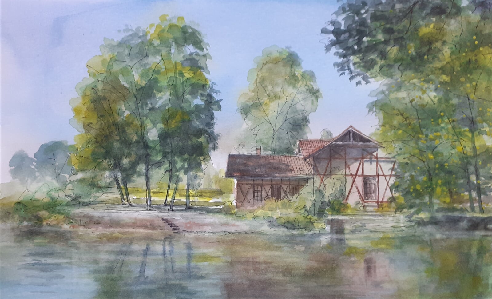 Jiří Koptík : Písek, Městský ostrov, 26 × 42 cm