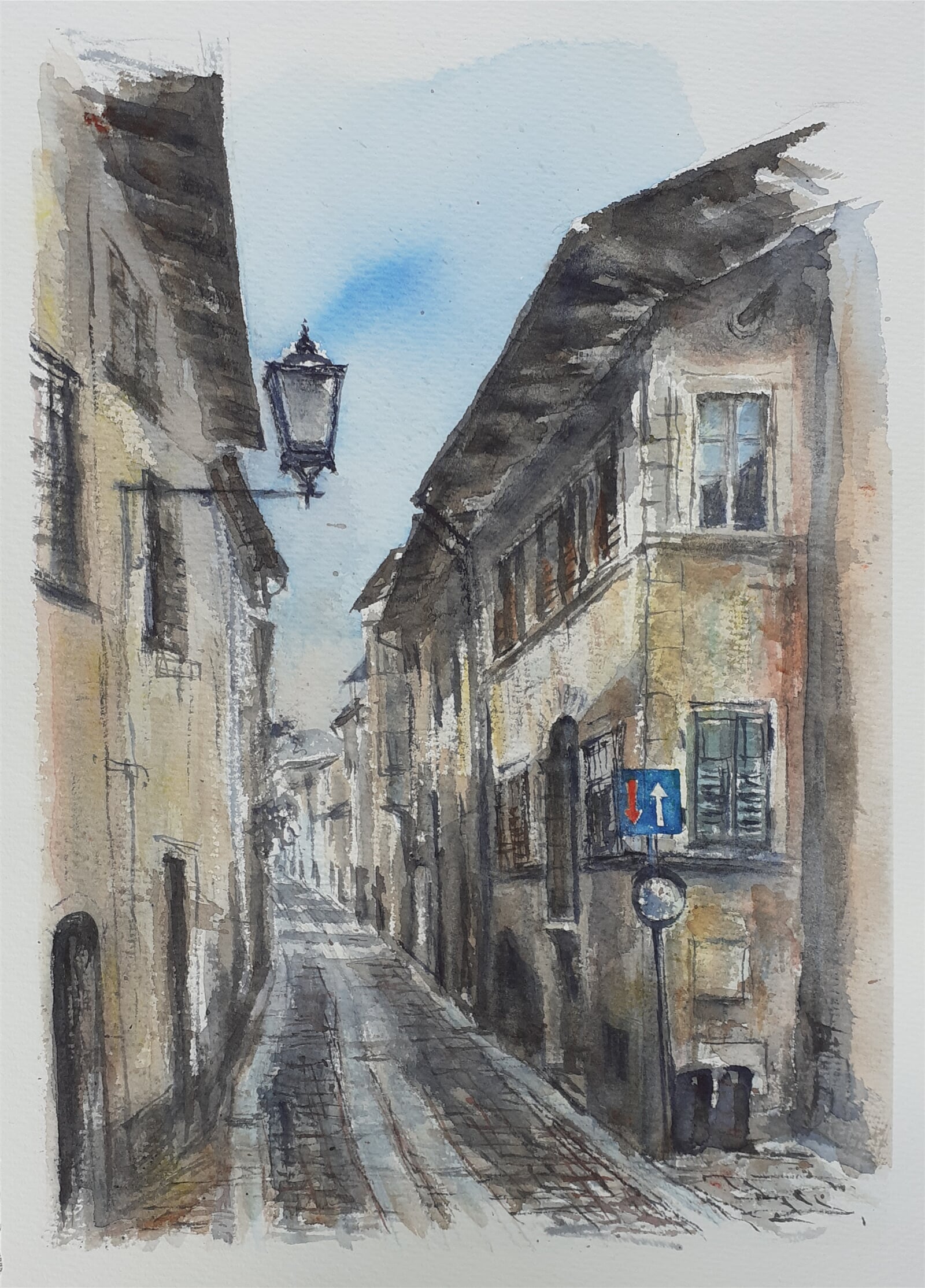 Jiří Koptík : Ulička v San Michele all'Adige, Itálie, 40 × 30 cm