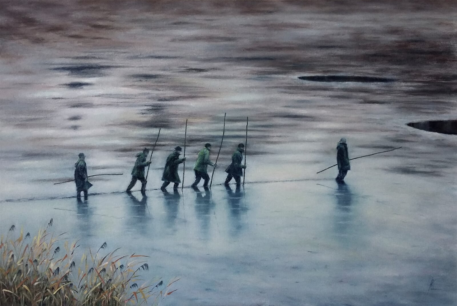Jiří Koptík : Výlov, Padrťské rybníky, Brdy, 50 × 70 cm