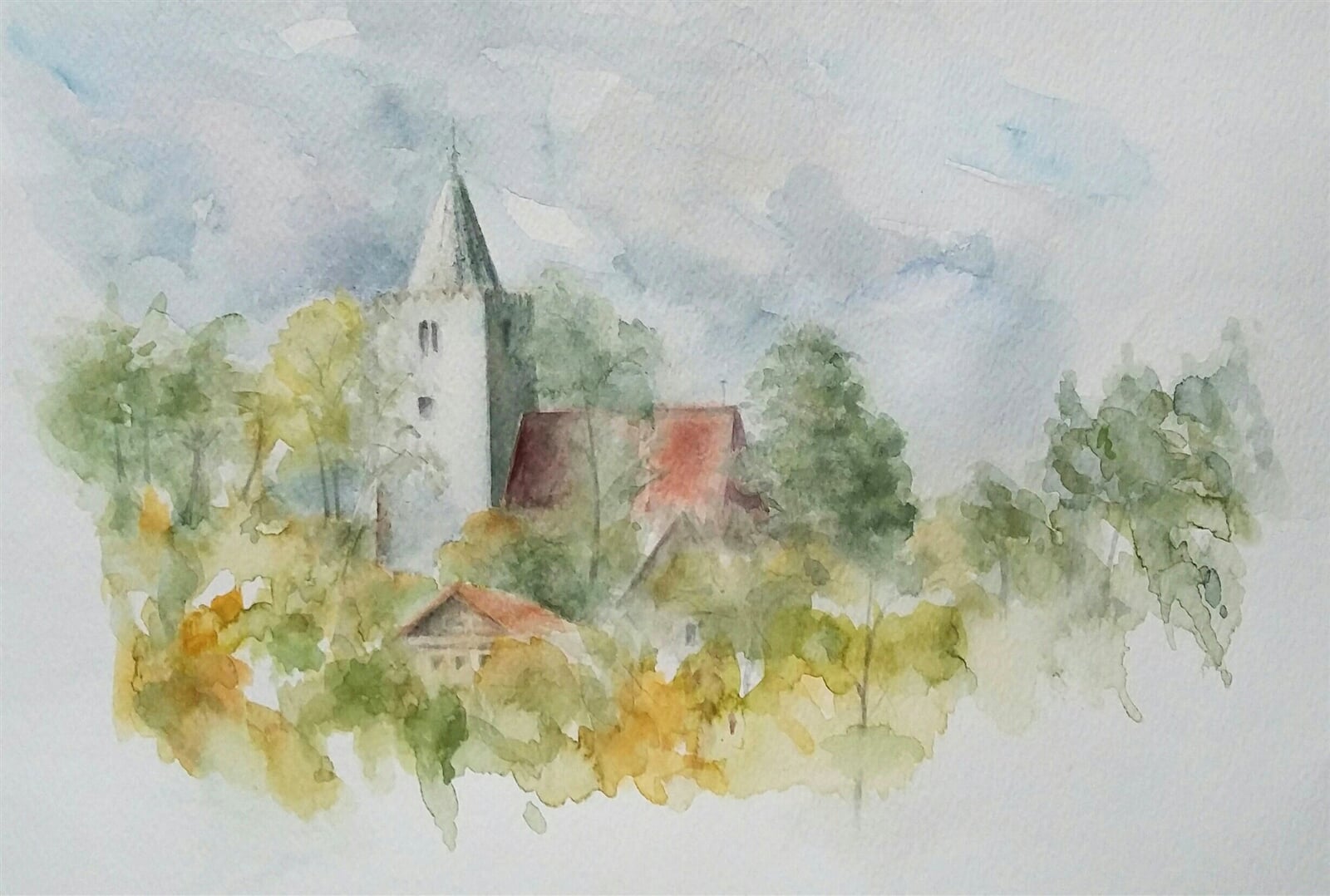 Jiří Koptík : Podzim v Petrovicích, 30 × 42 cm
