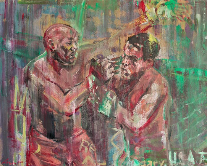 mma serie (p. costa vs. y. romero)   akryl, plátno, 120 x 150 cm, 2022