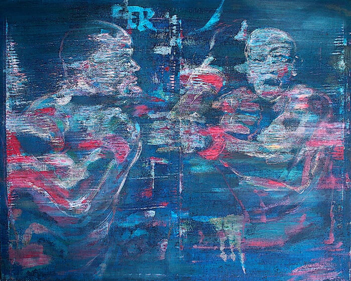 mma serie (p. costa x y. romero)   akryl, olej, plátno, 150 x 120 cm, 2022