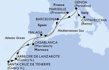 MSC Divina - Itálie, Španělsko, Maroko, Francie (z Civitavecchie)