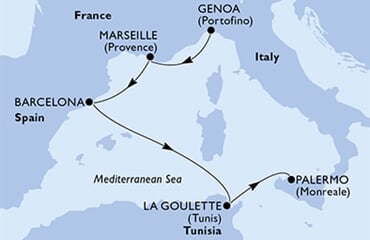 MSC Grandiosa - Itálie, Francie, Španělsko, Tunisko