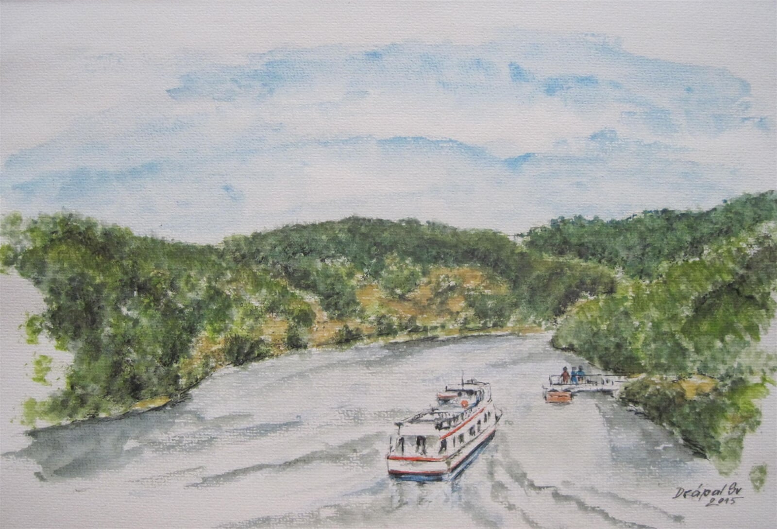 Svatopluk Drápal: Brno přehrada, Osada, 40 × 50 cm