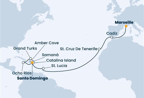 Costa Pacifica - Francie, Španělsko, Nizozemské Antily, Dominikán.rep., Jamajka, ... (z Marseille)