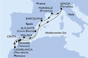 MSC Sinfonia - Španělsko, Itálie, Francie, Maroko (z Malagy)