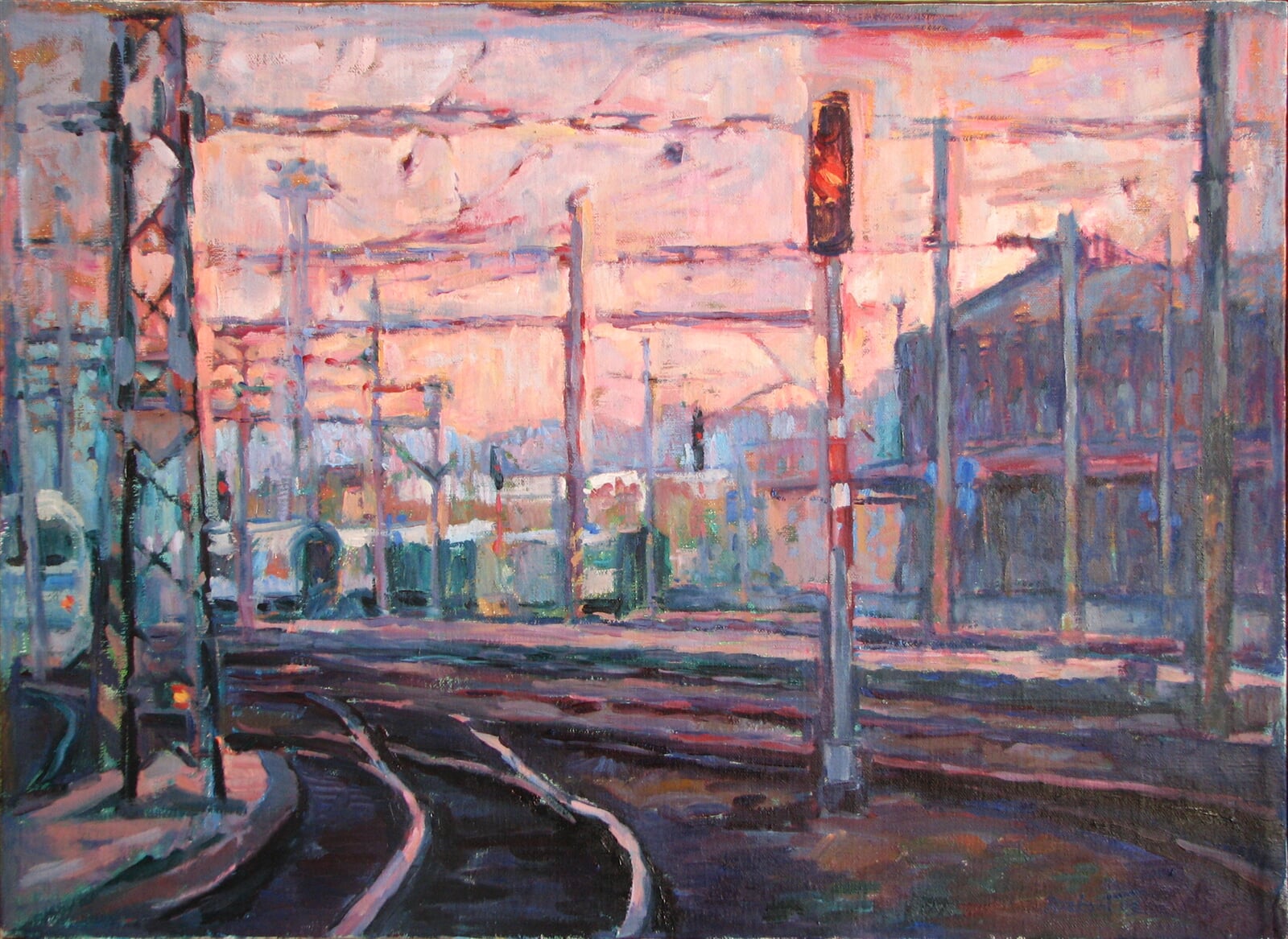 Jana Rozková: Blues večerního nádraží, 50 × 70 cm