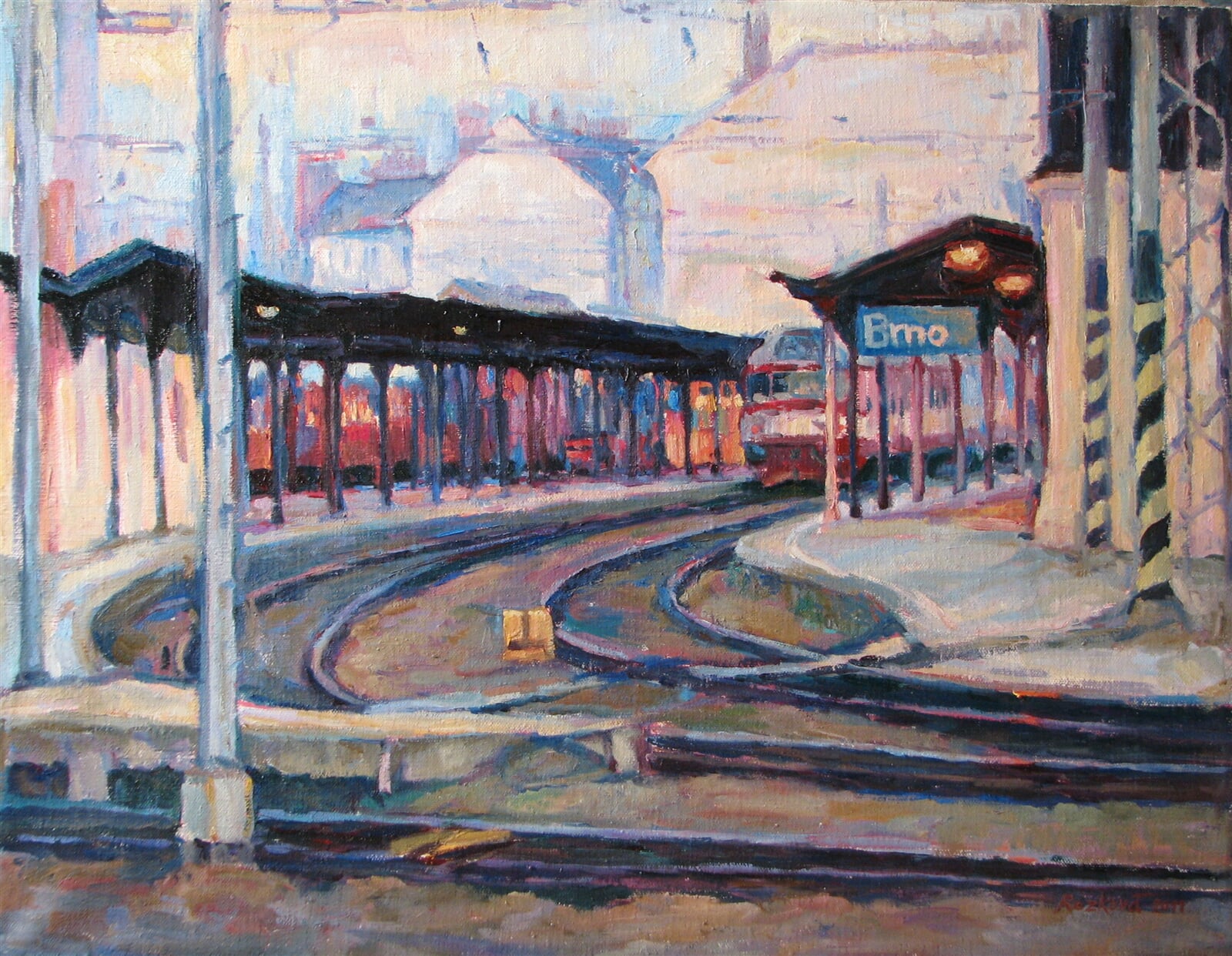 Jana Rozková: Kolejiště hlavního nádraží v Brně, 51 × 66 cm