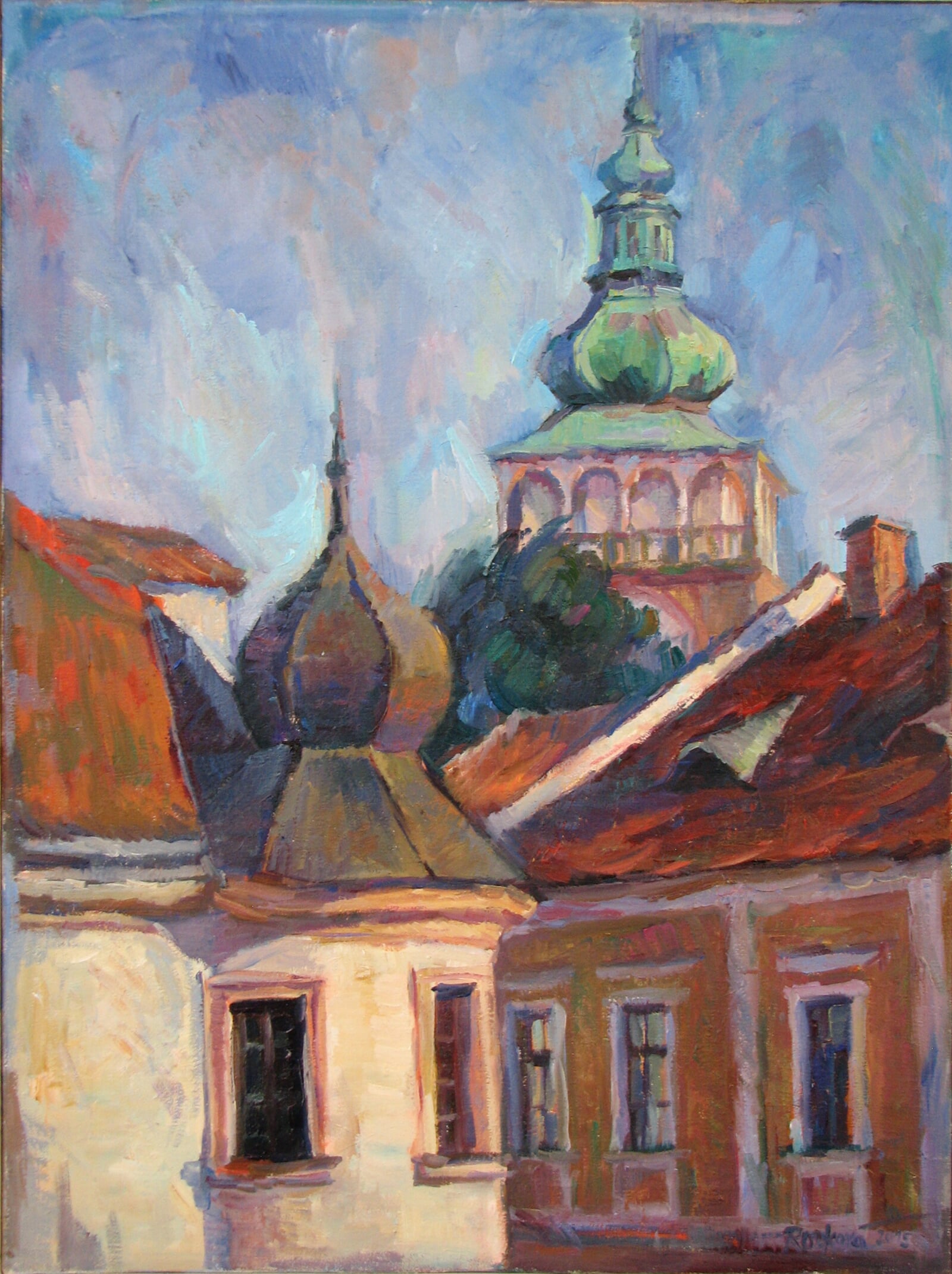Jana Rozková: Mikulovské věže, 60 × 45 cm