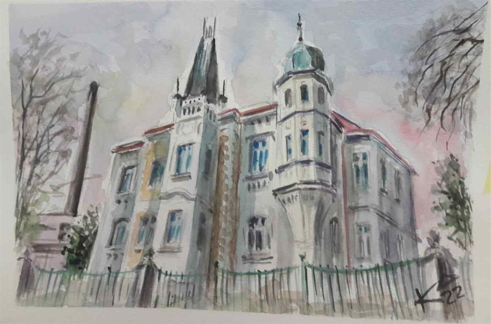 Josef Kubát: Mahlerova vila v Havlíčkově Brodě, 21 × 30 cm
