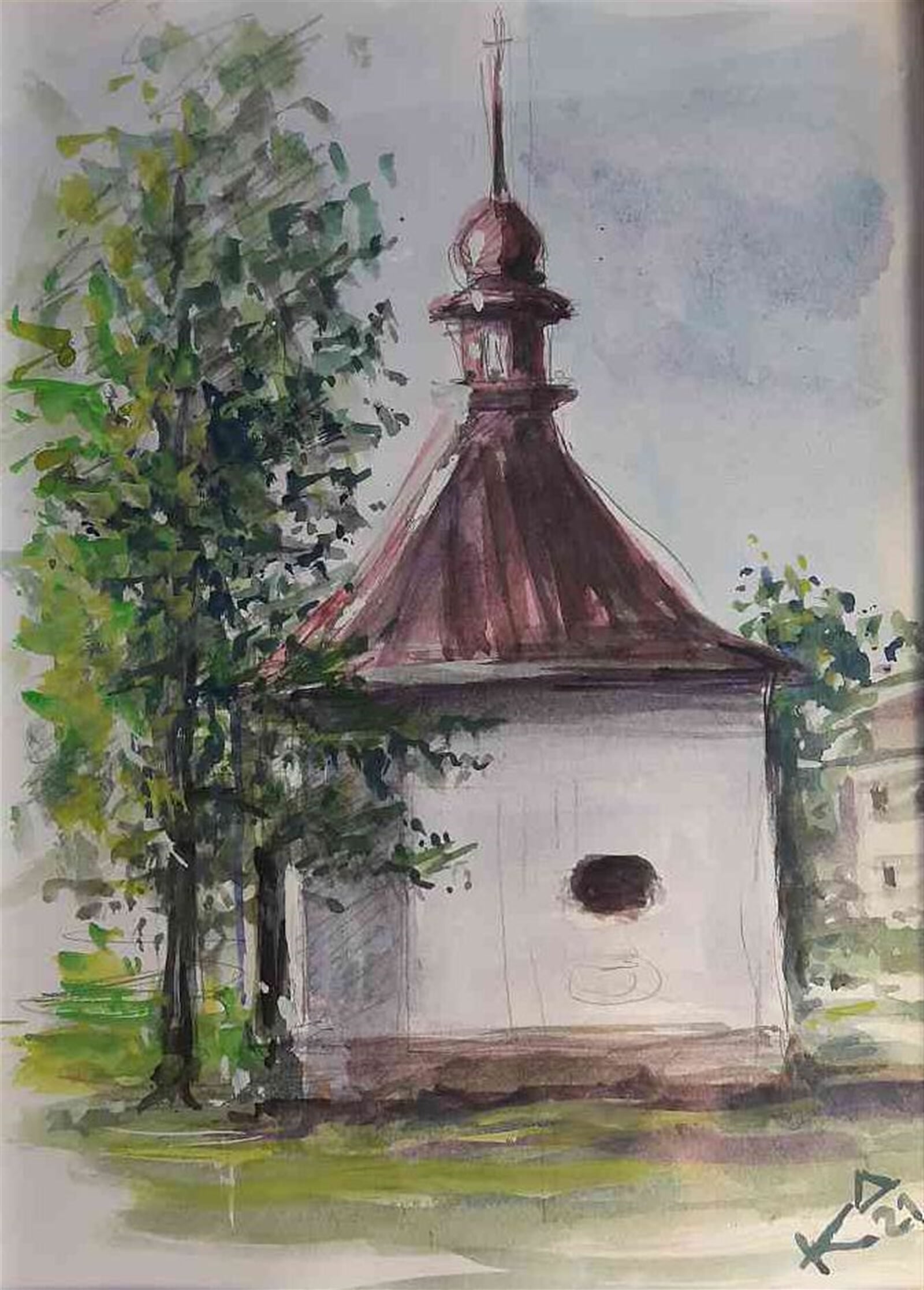 Josef Kubát: Perknovská kaplička, 15 × 21 cm