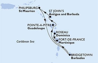 MSC Seaside - Martinik, Guadeloupe, Antigua a Barbuda, Nizozemské Antily, Barbados, ... (Fort-de-France)