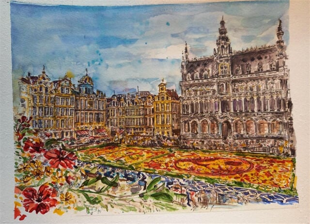 Brusel náměstí s květinovým kobercem