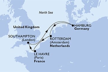 MSC Euribia - Velká Británie, Německo, Nizozemí, Francie (ze Southamptonu)