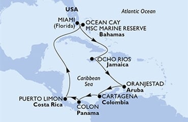 MSC Divina - USA, Jamajka, Aruba, Kolumbie, Panama, ... (z Miami)