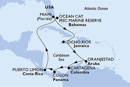 MSC Divina - USA, Jamajka, Aruba, Kolumbie, Panama, ... (z Miami)